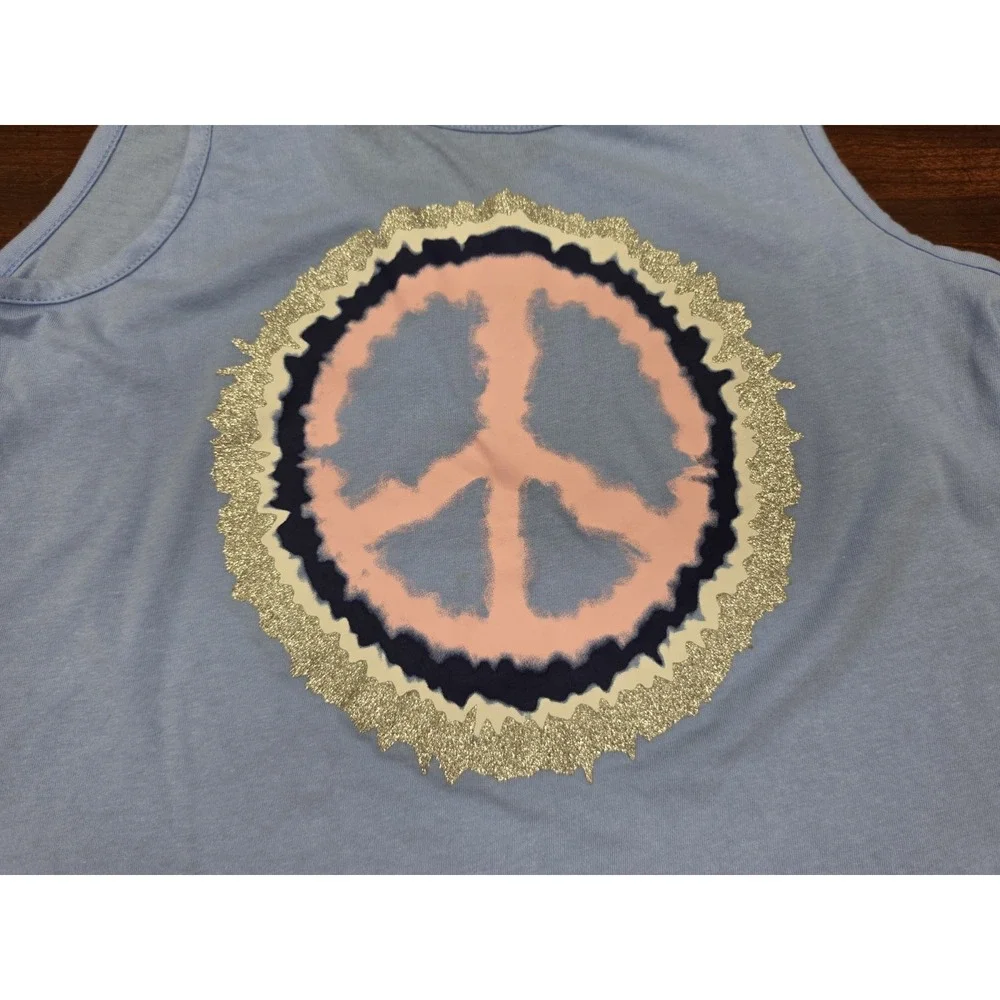 The Children's Place NWT Girls Blue Peace Sign Graphic Tank Top Size XL (14)